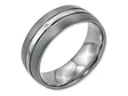 Chisel Stainless Steel Grooved 8mm Brushed And Polished Wedding Band