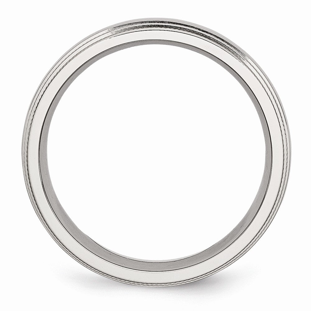 Chisel Stainless Steel Grooved And Beaded 6mm Polished Wedding Band