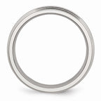 Chisel Stainless Steel Grooved And Beaded 6mm Polished Wedding Band