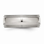 Chisel Stainless Steel Grooved And Beaded 8mm Polished Wedding Band