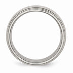 Chisel Stainless Steel Grooved And Beaded 8mm Polished Wedding Band