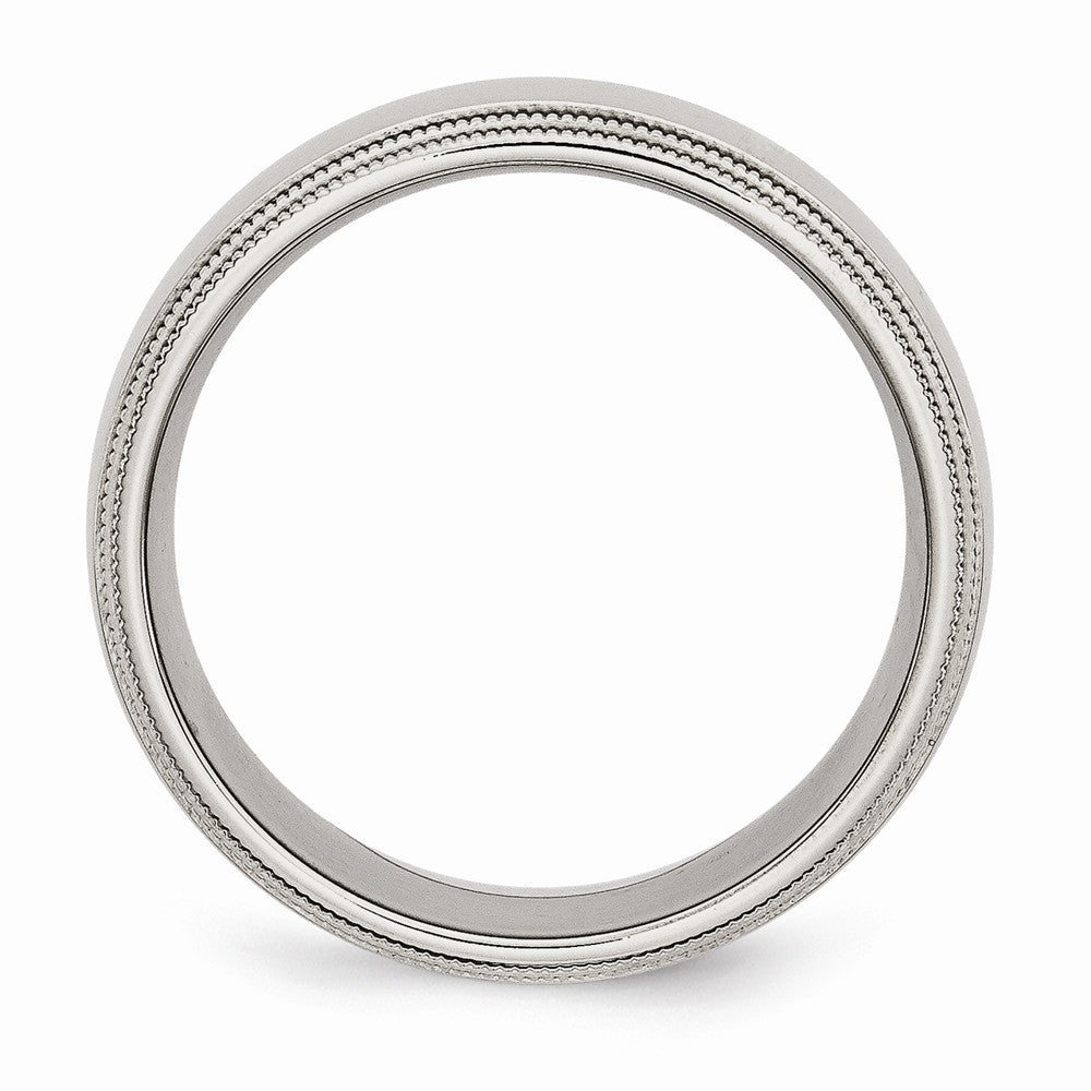Chisel Stainless Steel Grooved And Beaded 8mm Polished Wedding Band