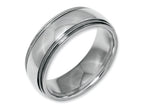 Chisel Stainless Steel Grooved And Beaded 8mm Polished Wedding Band