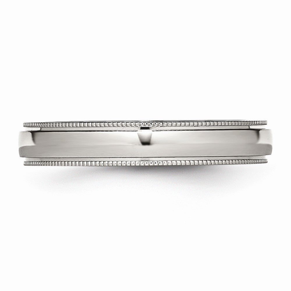 Chisel Stainless Steel Grooved And Beaded 4mm Polished Wedding Band