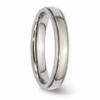 Chisel Stainless Steel Grooved And Beaded 4mm Polished Wedding Band