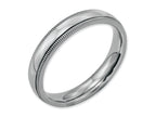 Chisel Stainless Steel Grooved And Beaded 4mm Polished Wedding Band