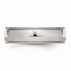Chisel Stainless Steel Grooved And Beaded 6mm Polished Wedding Band