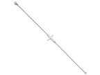 Chisel Stainless Steel Polished Sideways Cross Anklet