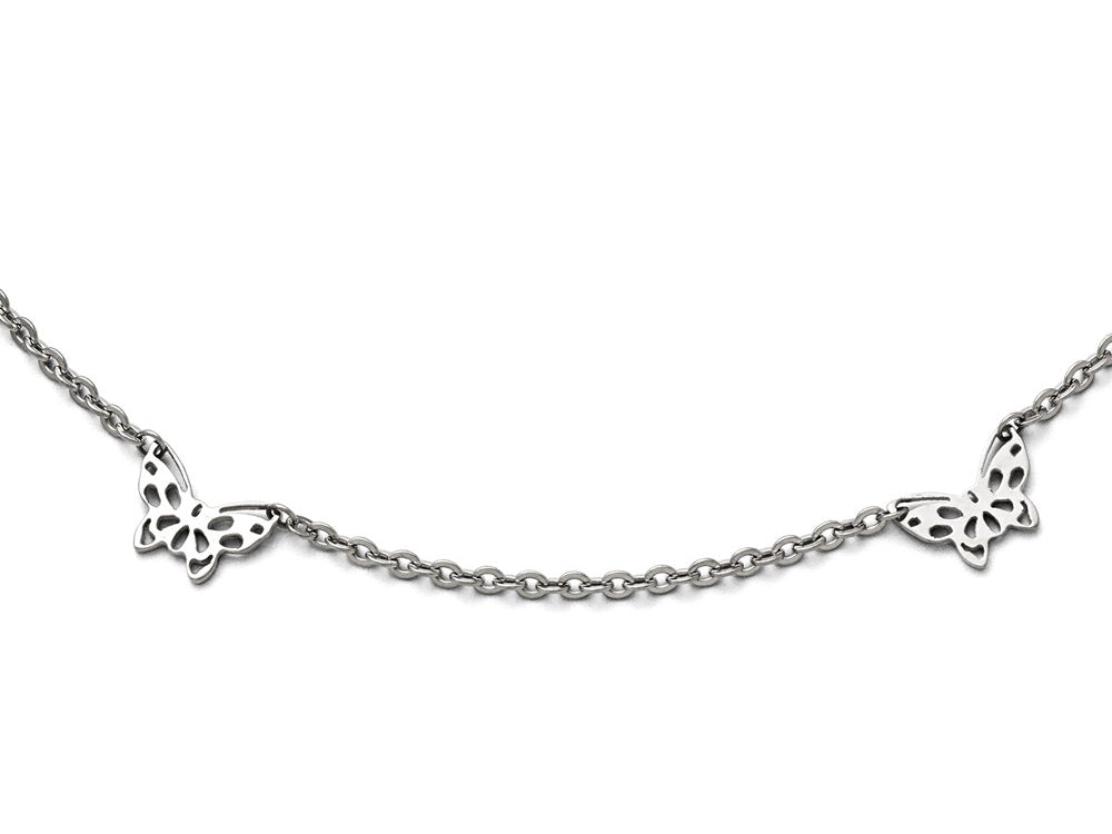 Chisel Stainless Steel Polished Butterfly Charms With 1in Extension Anklet