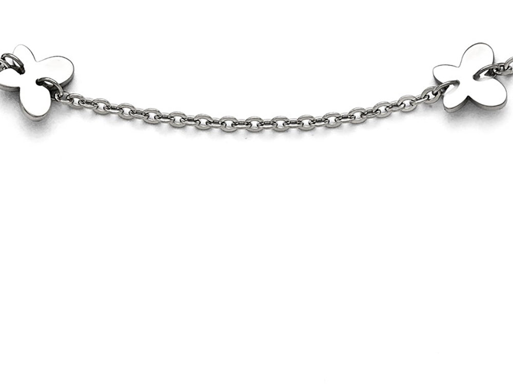 Chisel Stainless Steel Polished Butterfly Charms With 1in Extension Anklet