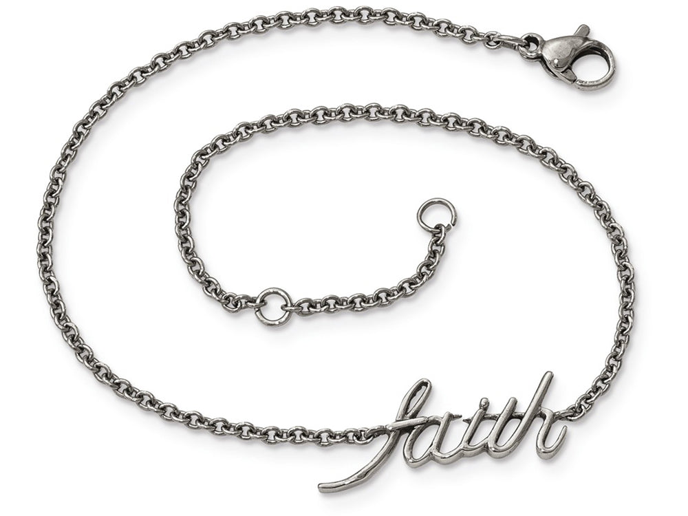 Chisel Stainless Steel Polished Faith With 1in Ext. Anklet