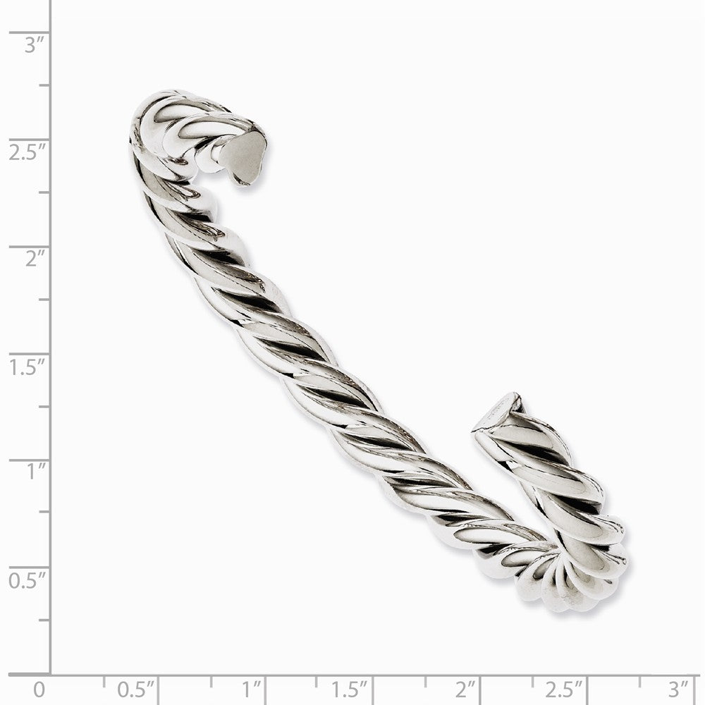 Chisel Stainless Steel Twisted Polished Cuff Bangle