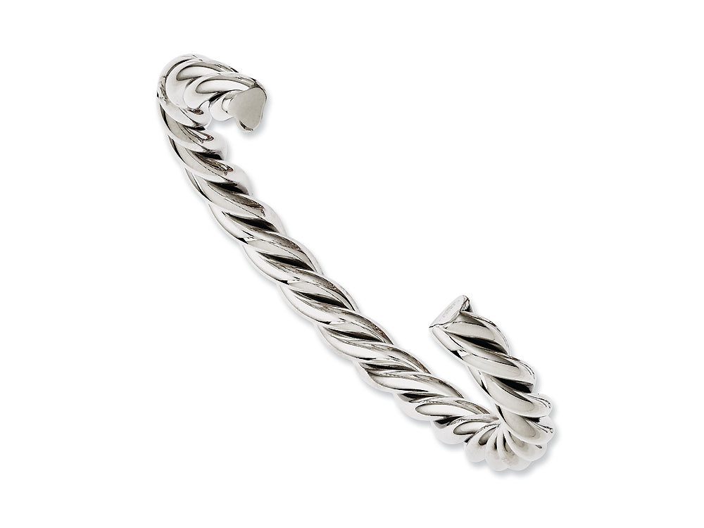 Chisel Stainless Steel Twisted Polished Cuff Bangle