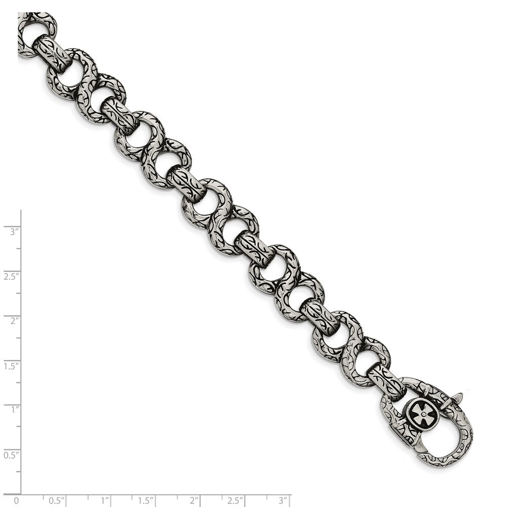 Chisel Stainless Steel Polished and Antiqued 8.5in Bracelet