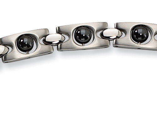 Chisel Stainless Steel Black Plated Magnetic Accents Bracelet - 8.5 inches