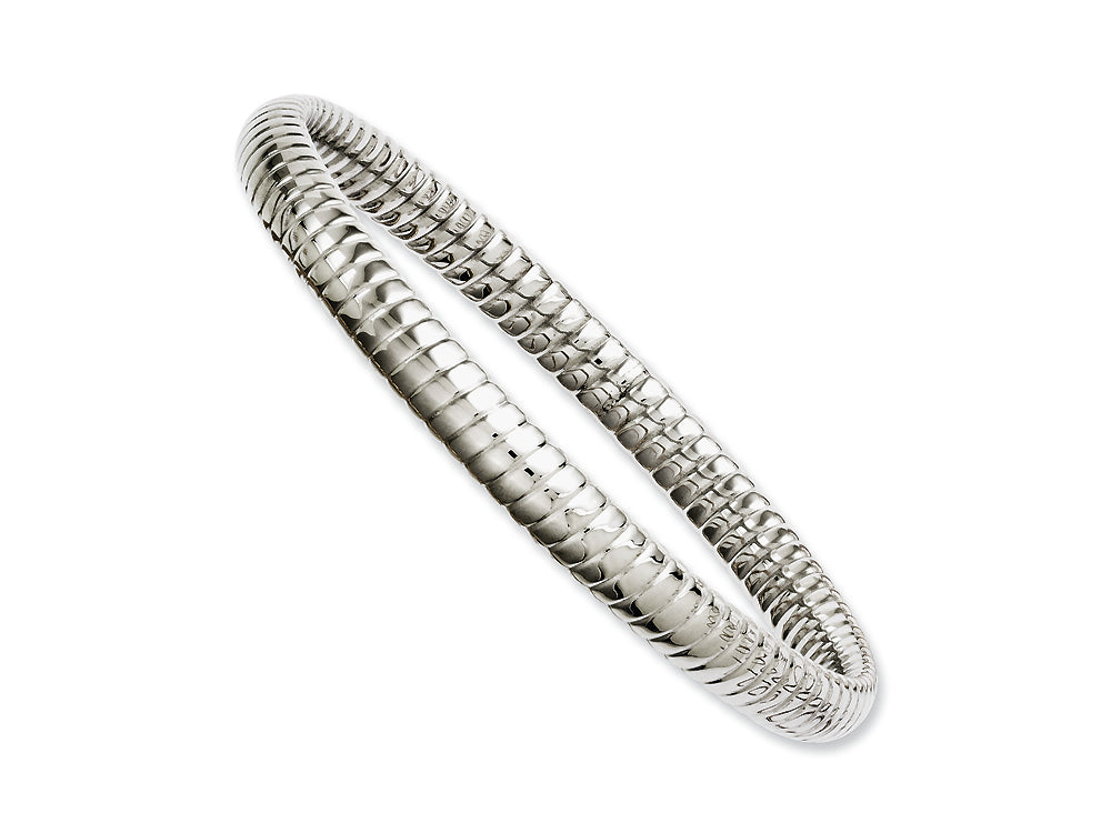 Chisel Stainless Steel Textured Hollow Slip-on Bangle