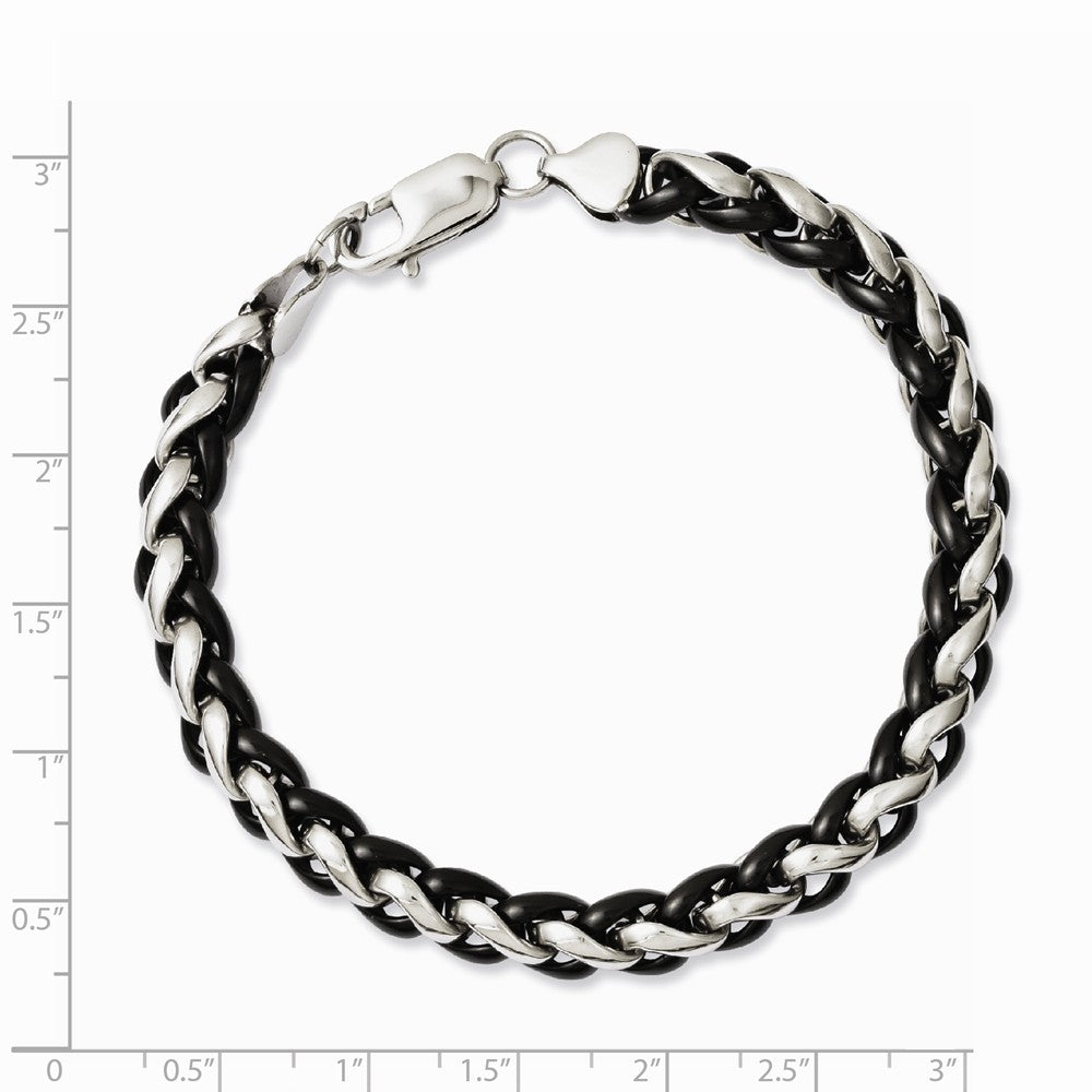 Chisel Stainless Steel Polished and Black Ip-plated 8.25in Bracelet