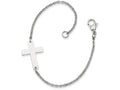 FJC Finejewelers Stainless Steel Polished Sideways Cross 7.25in Bracelet