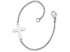 FJC Finejewelers Stainless Steel Polished Sideways Cross 7.25in Bracelet