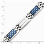 Chisel Stainless Steel Blue Carbon Fiber Inlay Polished Bracelet