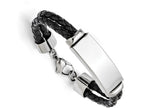 Chisel Stainless Steel Polished Leather Bracelet