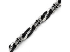 Chisel Stainless Steel Polished Skulls/roses Leather Bracelet