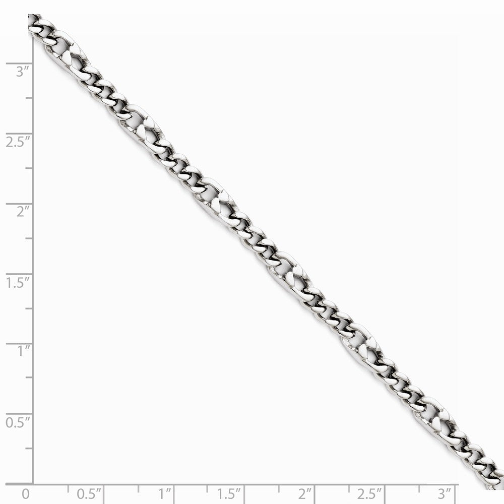 Chisel Stainless Steel Polished 4mm Figaro Bracelet
