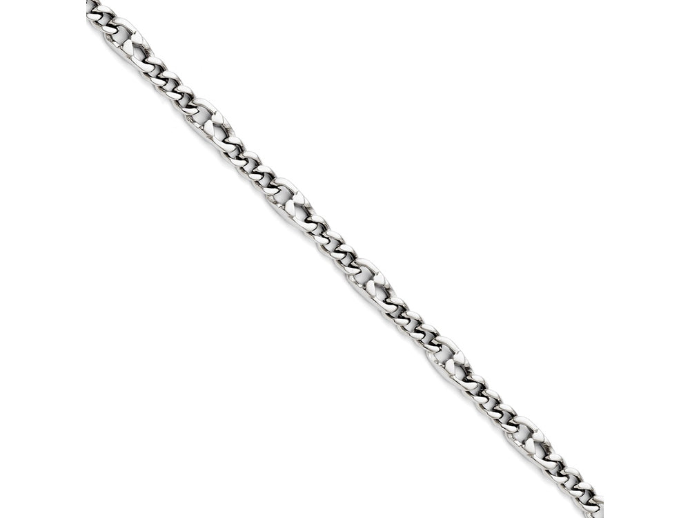Chisel Stainless Steel Polished 4mm Figaro Bracelet