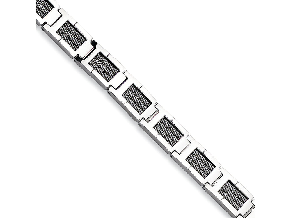 Chisel Stainless Steel Grey Cable Bracelet - 8.5 inches