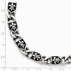 Chisel Stainless Steel Polished/antiqued Fleur De Lis Bracelet