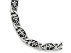 Chisel Stainless Steel Polished/antiqued Fleur De Lis Bracelet