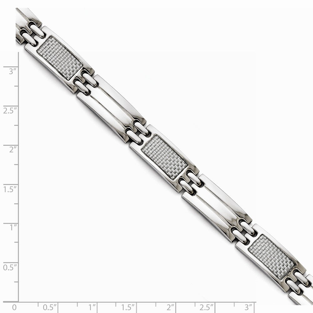 Chisel Stainless Steel Polished Grey Carbon Fiber Bracelet