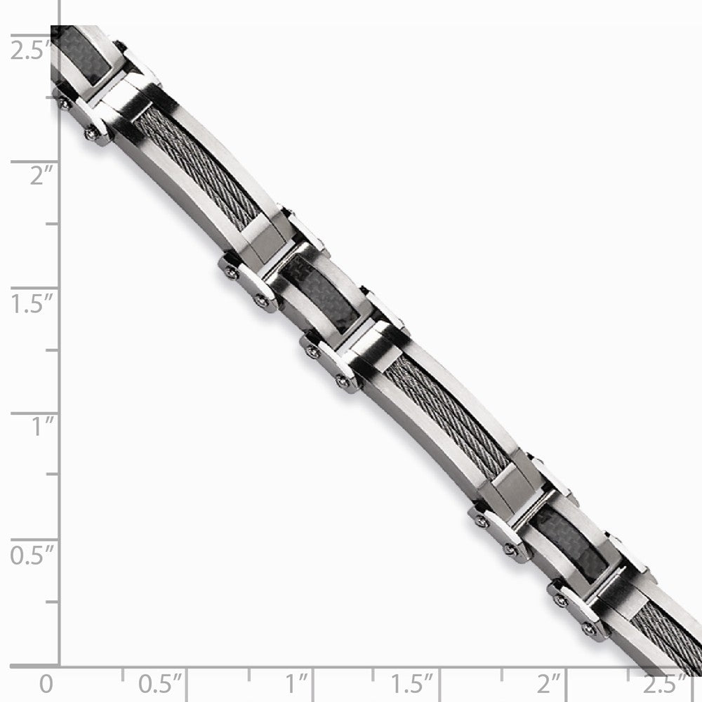 Chisel Stainless Steel Black Carbon Fiber 9in Bracelet