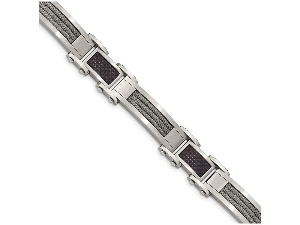Chisel Stainless Steel Carbon Fiber Bracelet - 9 inches