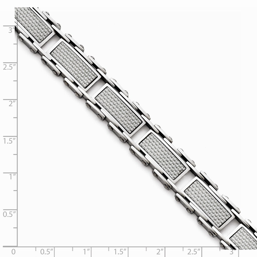 Chisel Stainless Steel Grey Carbon Fiber Inlay Polished Bracelet