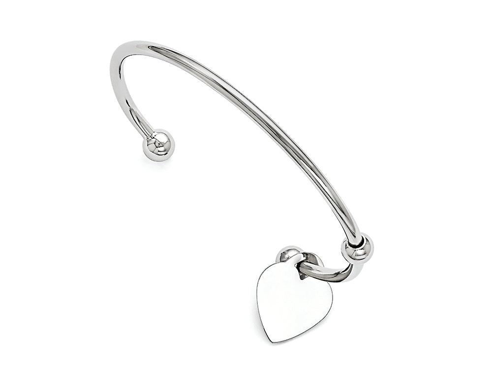 Chisel Stainless Steel Polished Heart Bangle
