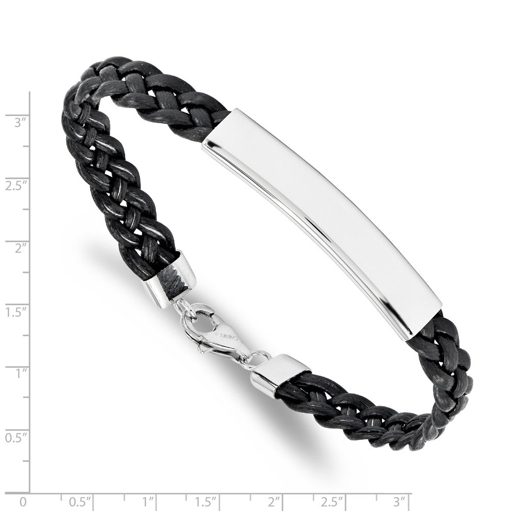 Chisel Stainless Steel Polished Leather Id Bracelet