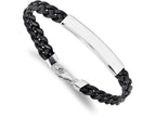 Chisel Stainless Steel Polished Leather Id Bracelet