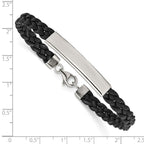 Chisel Stainless Steel Polished Leather Id Bracelet