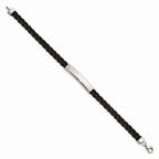 Chisel Stainless Steel Polished Leather Id Bracelet
