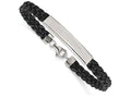 Chisel Stainless Steel Polished Leather Id Bracelet
