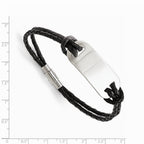 Chisel Stainless Steel Polished Id And Black Woven Leather Bracelet