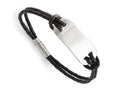 Chisel Stainless Steel Polished Id And Black Woven Leather Bracelet