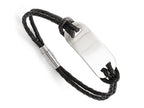Chisel Stainless Steel Polished Id And Black Woven Leather Bracelet