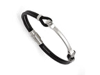 Chisel Stainless Steel Polished Id And Black Leather Bracelet