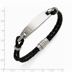 Chisel Stainless Steel Polished Id And Black Woven Leather Bracelet