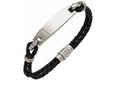 Chisel Stainless Steel Polished Id And Black Woven Leather Bracelet