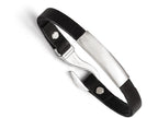 Chisel Stainless Steel Polished Id And Black Leather Bracelet