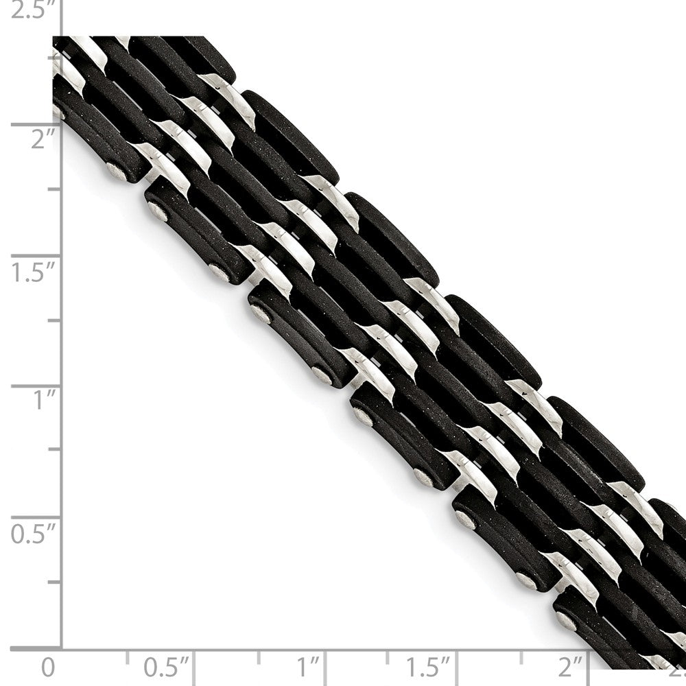 Chisel Stainless Steel Polished Black Rubber Bracelet
