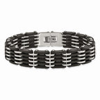 Chisel Stainless Steel Polished Black Rubber Bracelet